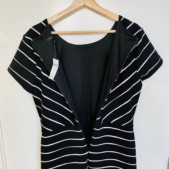 NWT Banana Republic Black & White Striped Dress - Size 10 - Picture 3 of 4